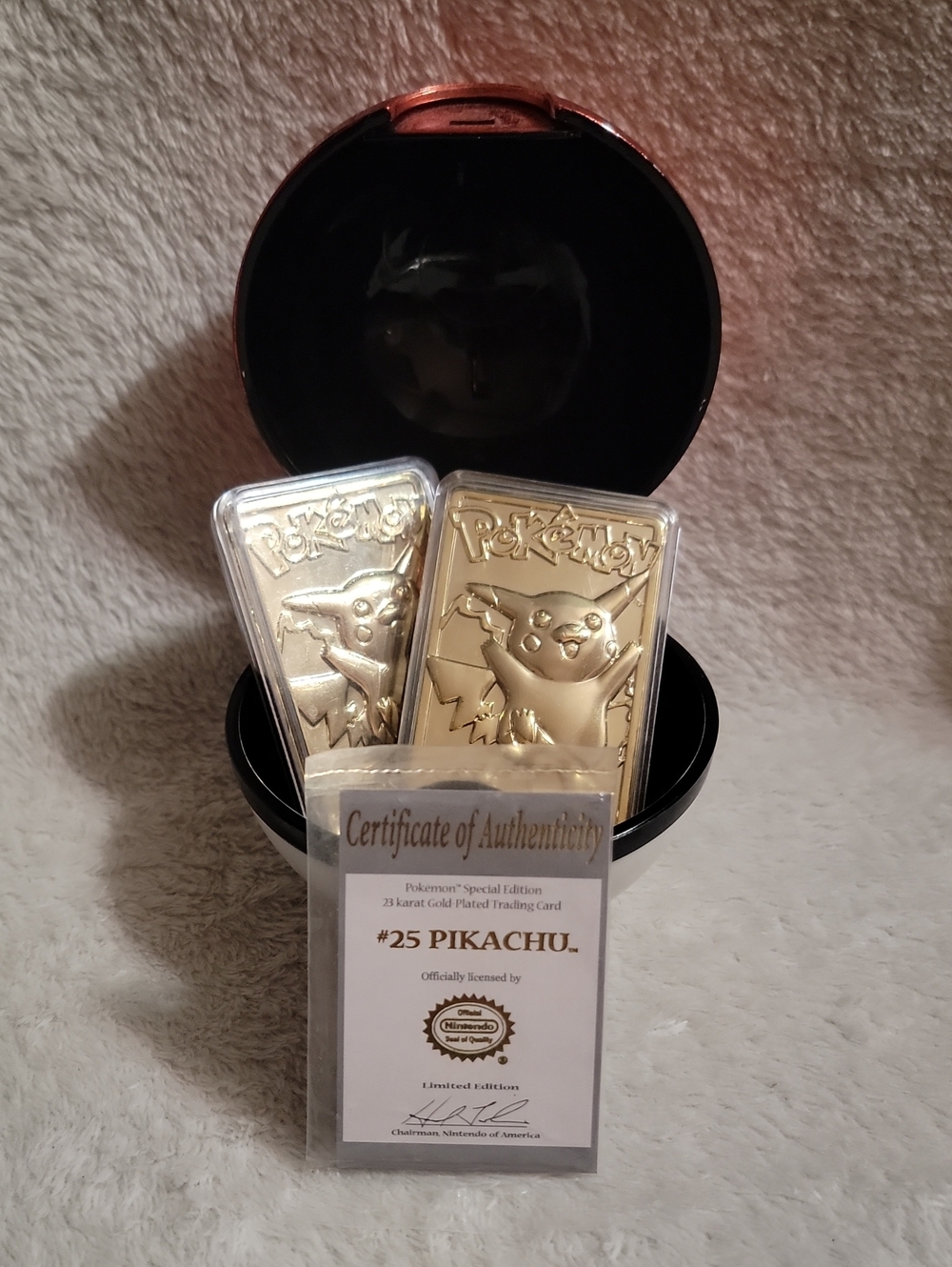 2 1999 Burger King 23K Gold-Plated Pikachu Cards